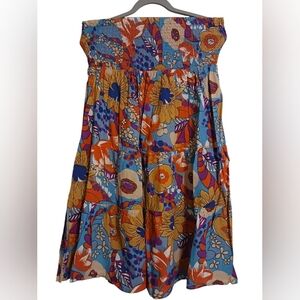 WOMEN'S RARE VINTAGE MULTICOLORED FLORAL PRINT SMOCKED TIERED DRESS SIZE L 🧡